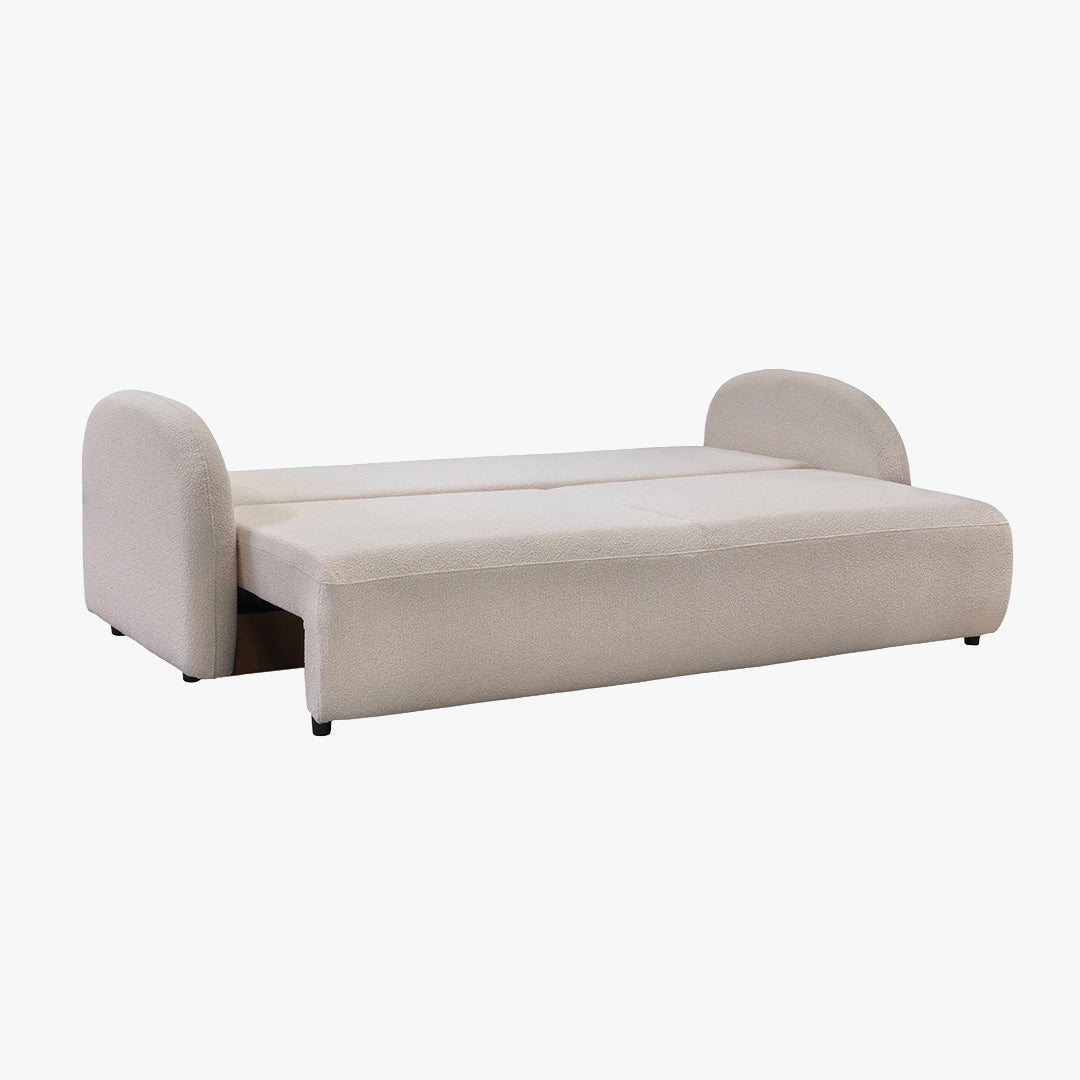 SYNA Canapé 3 places convertible en tissu bouclette beige