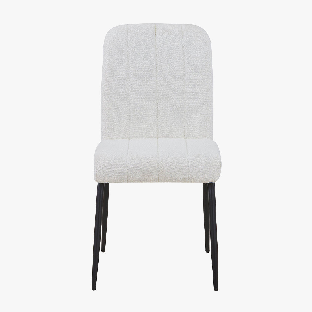 ZERA Lot de 4 chaises en tissu bouclette blanc écru pieds en métal noir