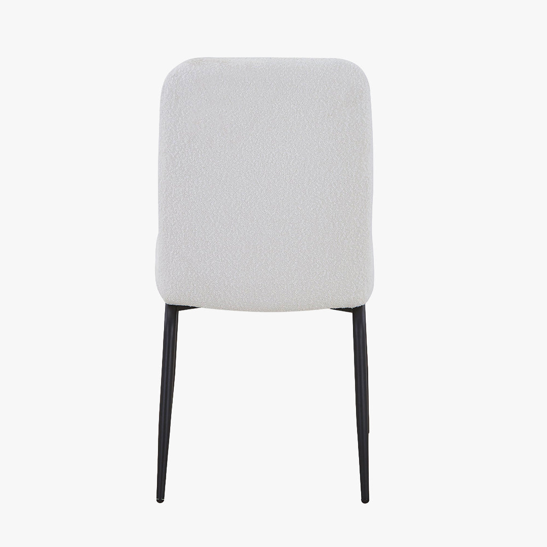 ZERA Lot de 4 chaises en tissu bouclette blanc écru pieds en métal noir