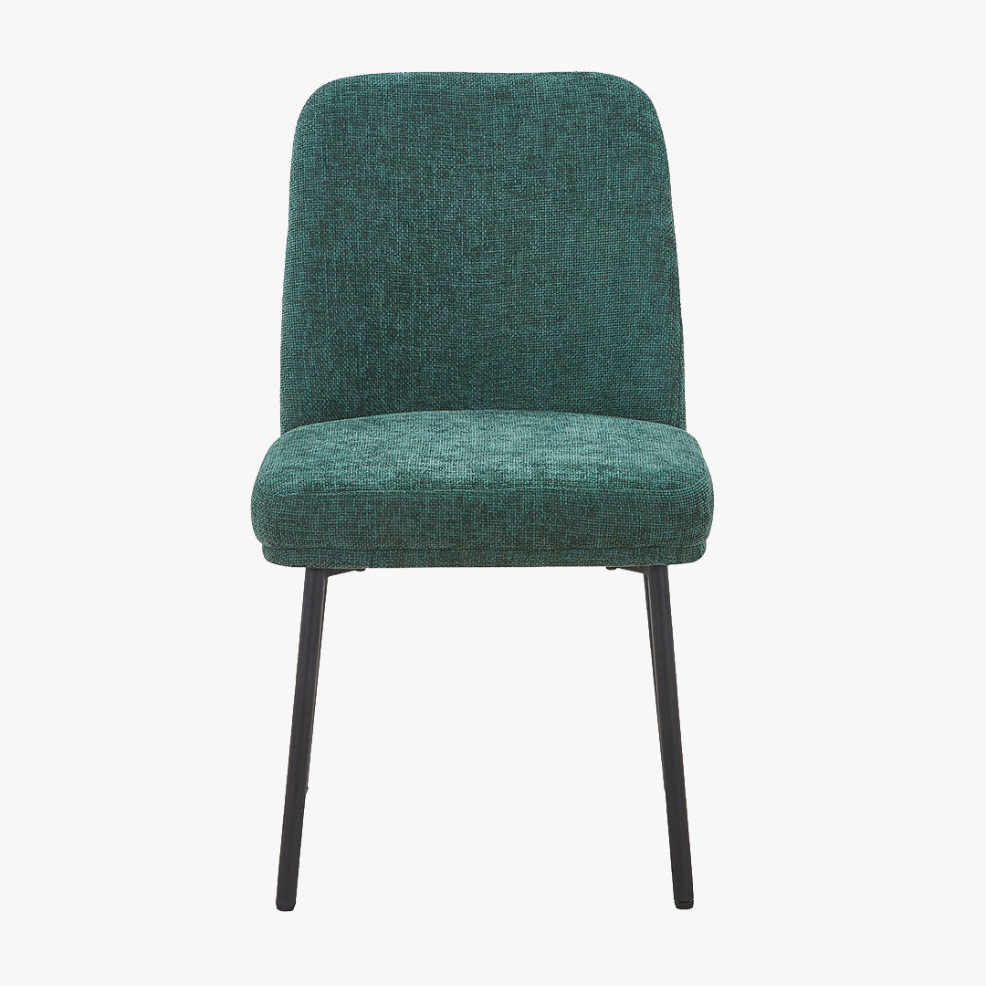 KAYNA Lot de 2 chaises en tissu vert pieds en métal noir
