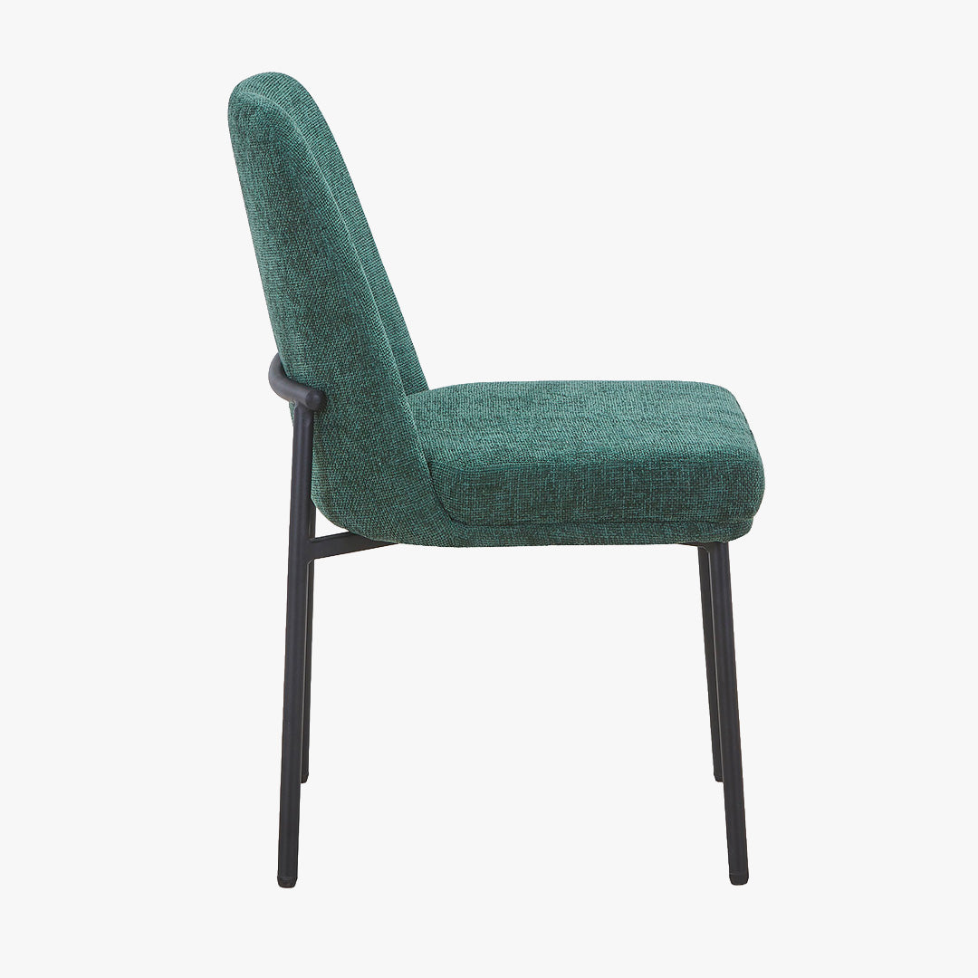 KAYNA Lot de 2 chaises en tissu vert pieds en métal noir