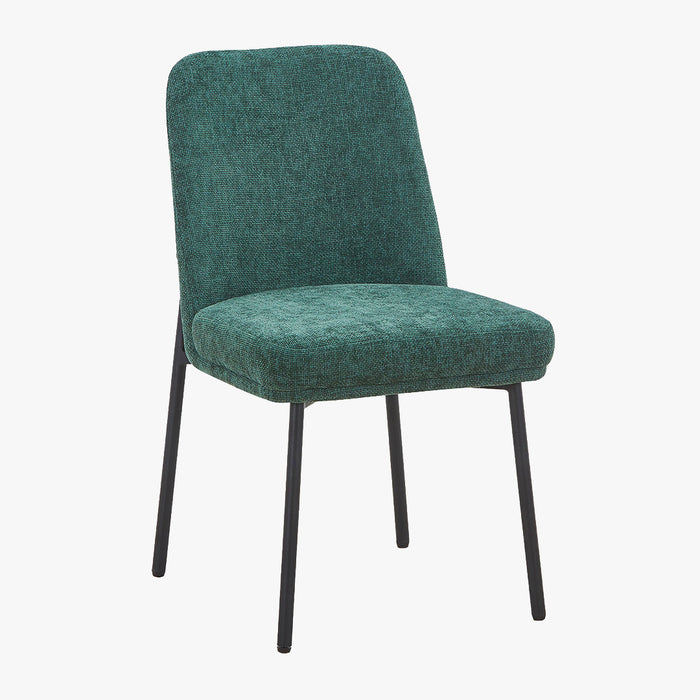 KAYNA Lot de 2 chaises en tissu vert pieds en métal noir
