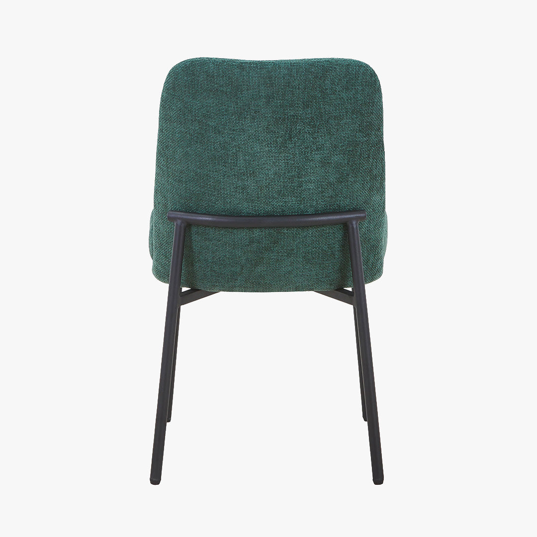KAYNA Lot de 2 chaises en tissu vert pieds en métal noir