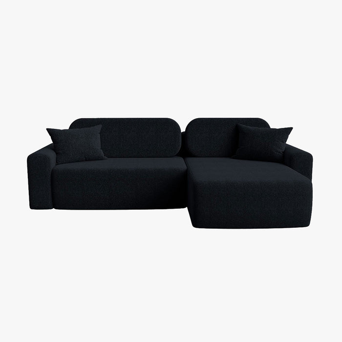 MAJI Canapé d'angle réversible convertible avec coffre en tissu noir