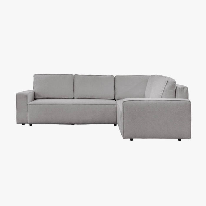 KARLOS Canapé d'angle convertible en tissu gris clair - Angle droit