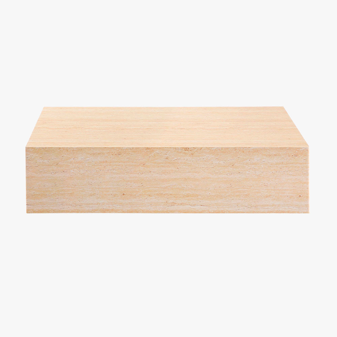 ISBEL Table basse rectangulaire marbre d'ingénierie couleur travertin