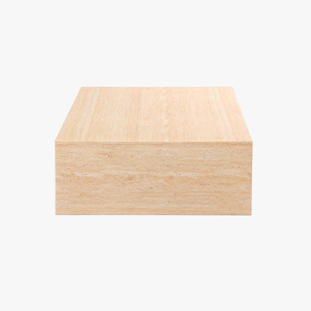 ISBEL Table basse rectangulaire marbre d'ingénierie couleur travertin