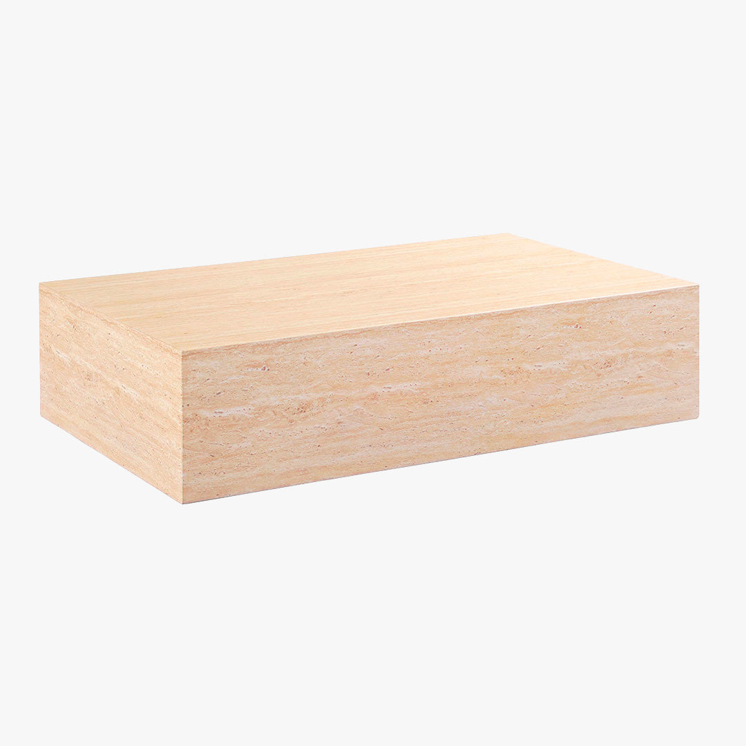 ISBEL Table basse rectangulaire marbre d'ingénierie couleur travertin
