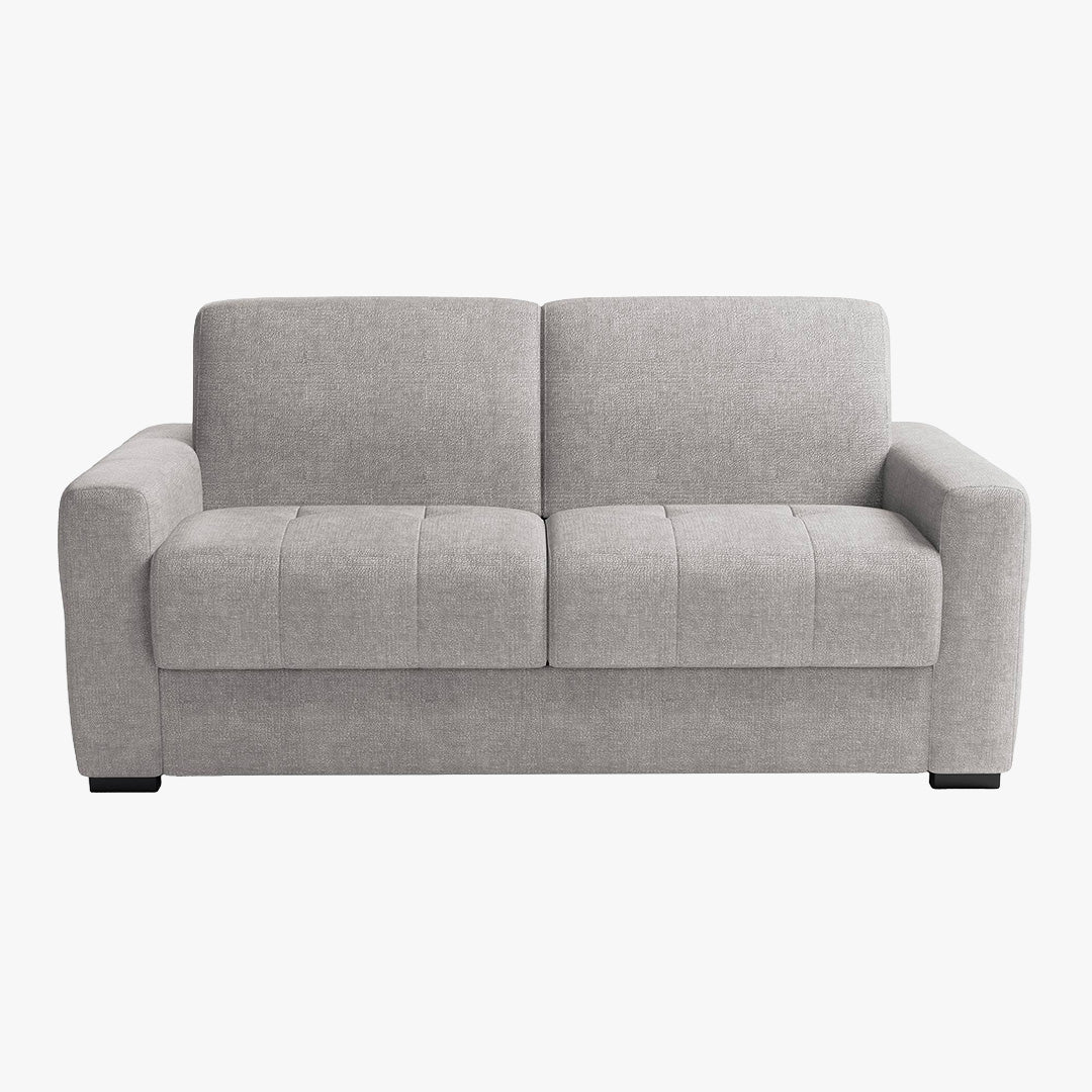 DYLANE Canapé 3 places convertible tissu capitonné gris clair matelas 22 cm