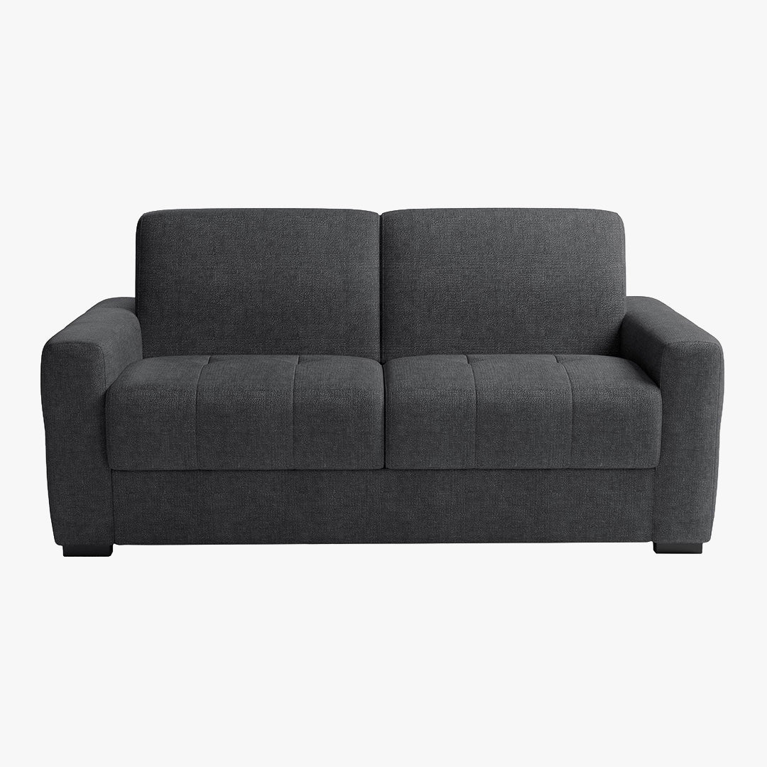 DYLANE Canapé 3 places convertible tissu capitonné gris anthracite matelas 22 cm