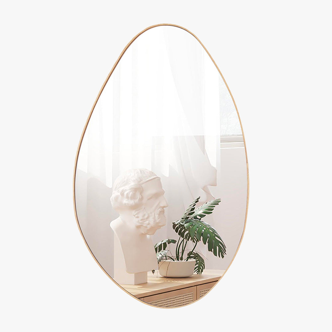 NACIA Miroir mural ovale 80x50 cm couleur chêne vieilli