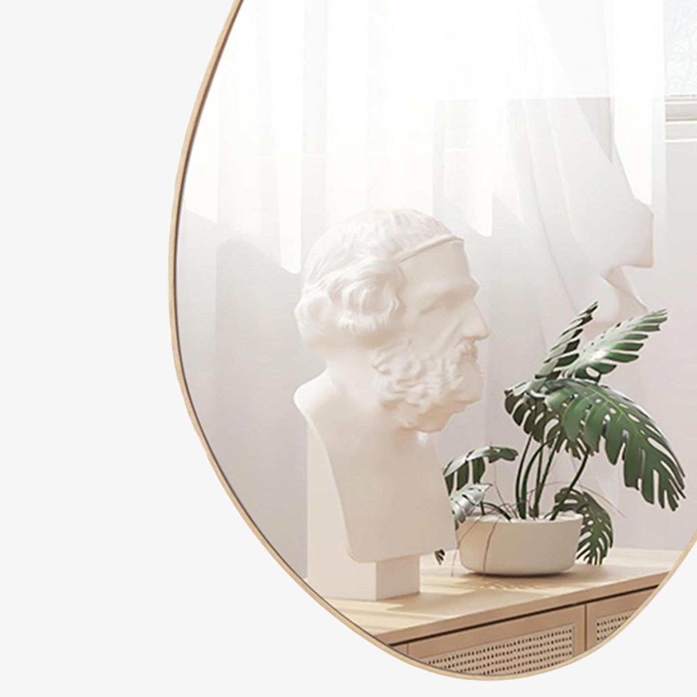 NACIA Miroir mural ovale 80x50 cm couleur chêne vieilli