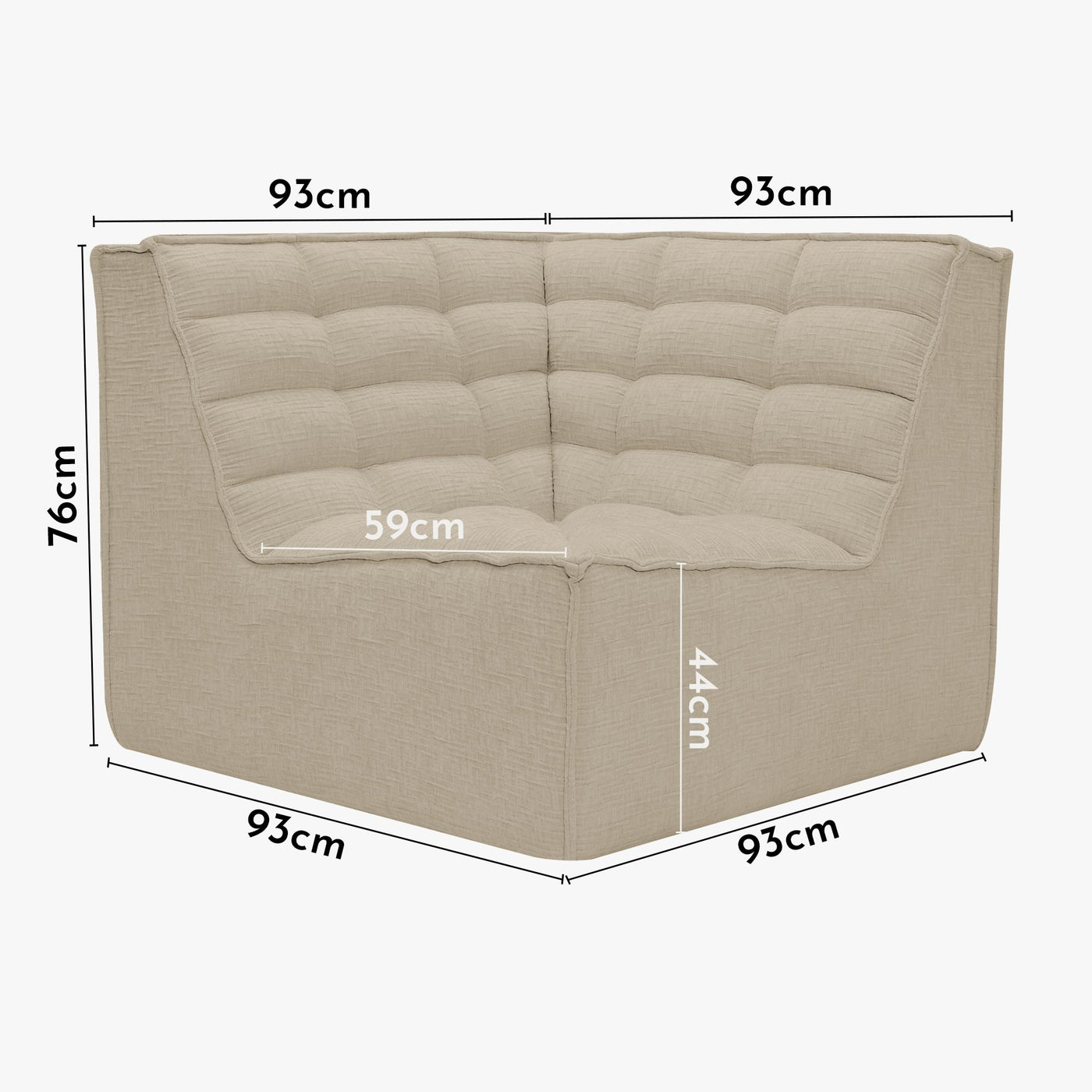 ZEYNA Fauteuil modulable angle réversible tissu taupe
