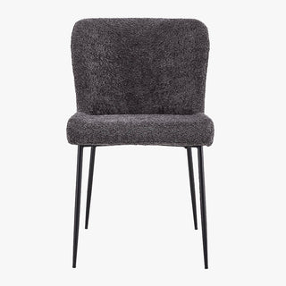 AZEL Lot de 2 chaises tissu bouclette gris anthracite piètement métal noir