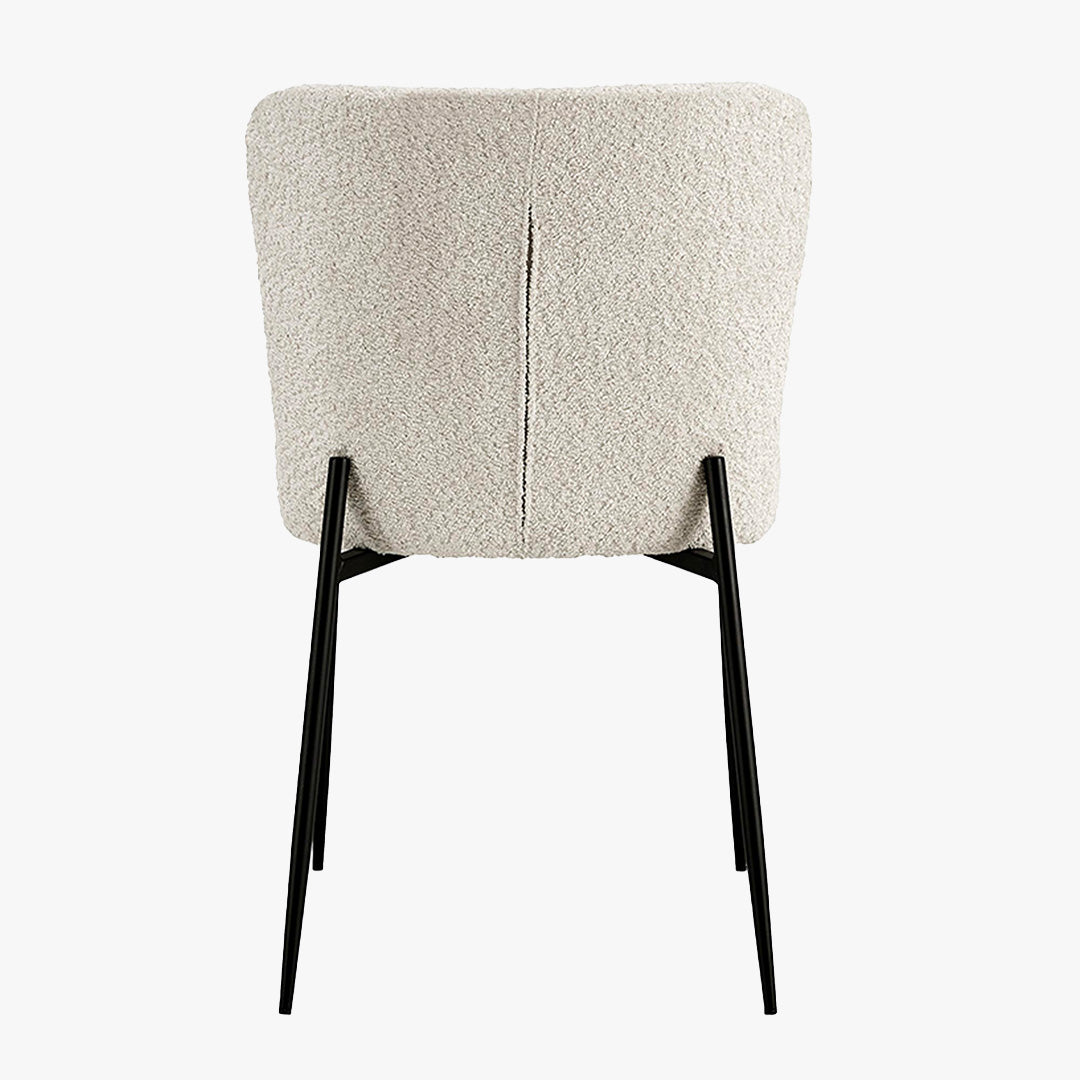 AZEL Lot de 2 chaises tissu bouclette blanc écru piètement métal noir