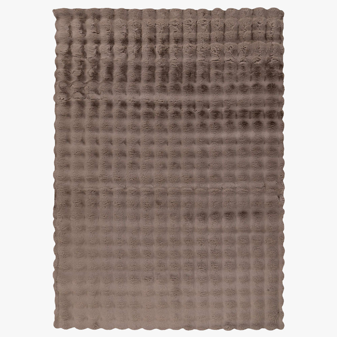 HARMONY Tapis en tissu doux à motif quadrillé taupe - 80x150 cm