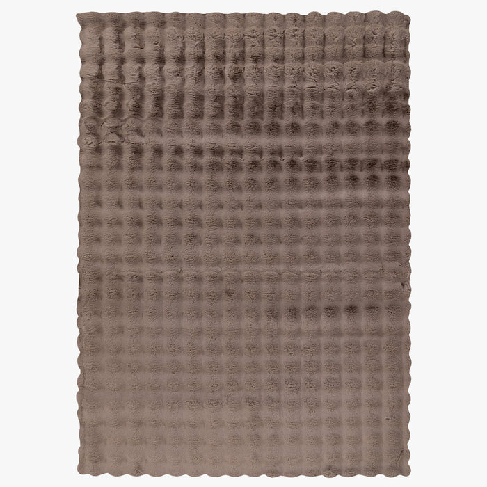 HARMONY Tapis en tissu doux à motif quadrillé taupe - 80x150 cm