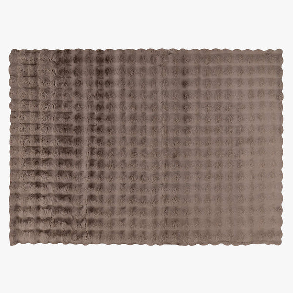 HARMONY Tapis en tissu doux à motif quadrillé taupe - 80x150 cm