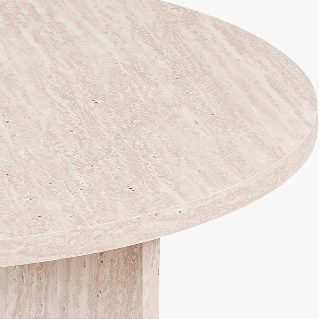 DRASIR Table basse ronde couleur travertin beige D90 cm