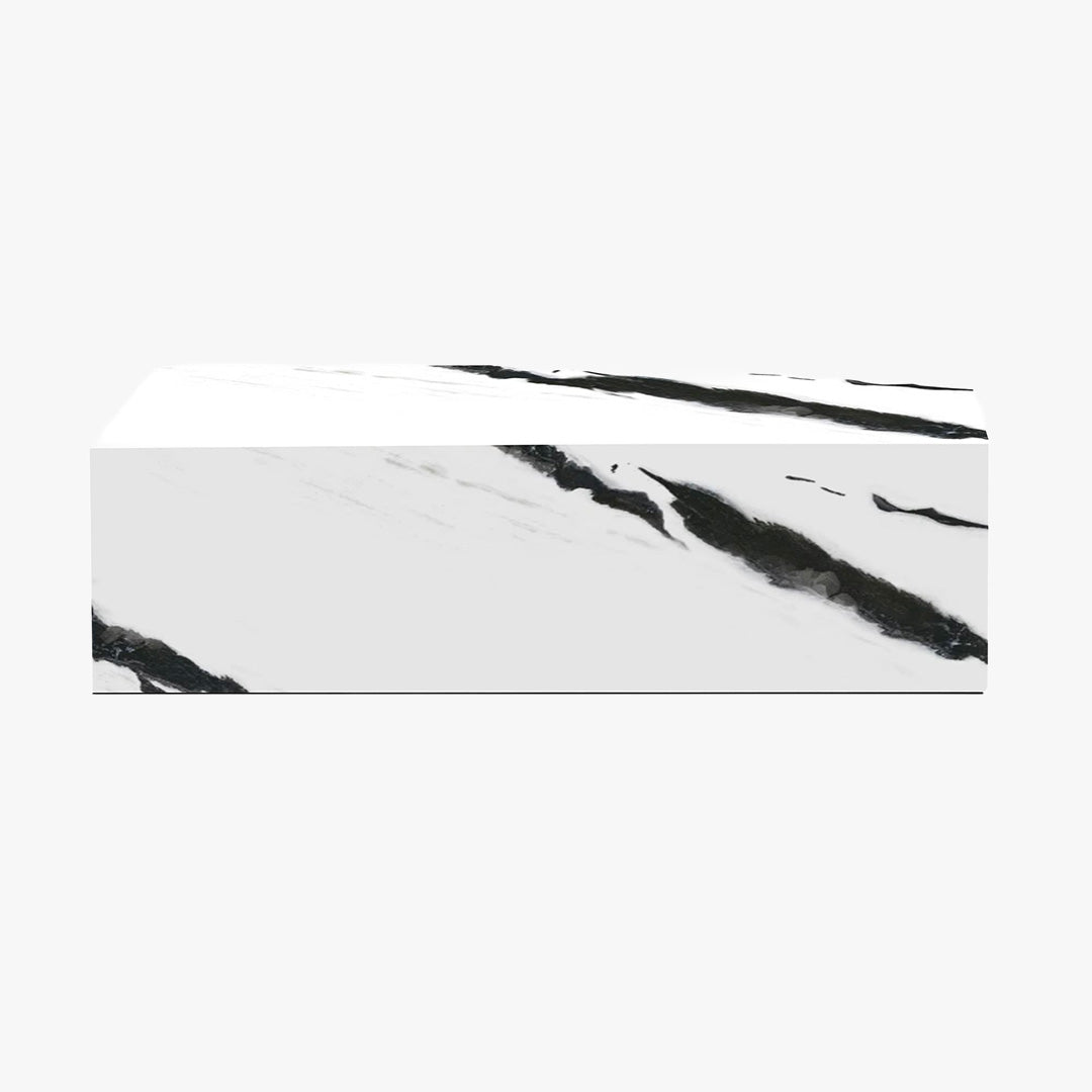 ISBEL Table basse rectangulaire marbre d'ingénierie blanc et noir