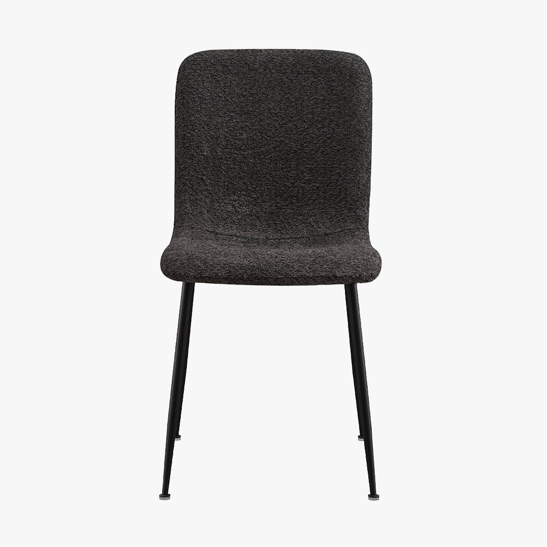 LEONOR Lot de 2 chaises en tissu bouclette gris foncé pieds en métal noir