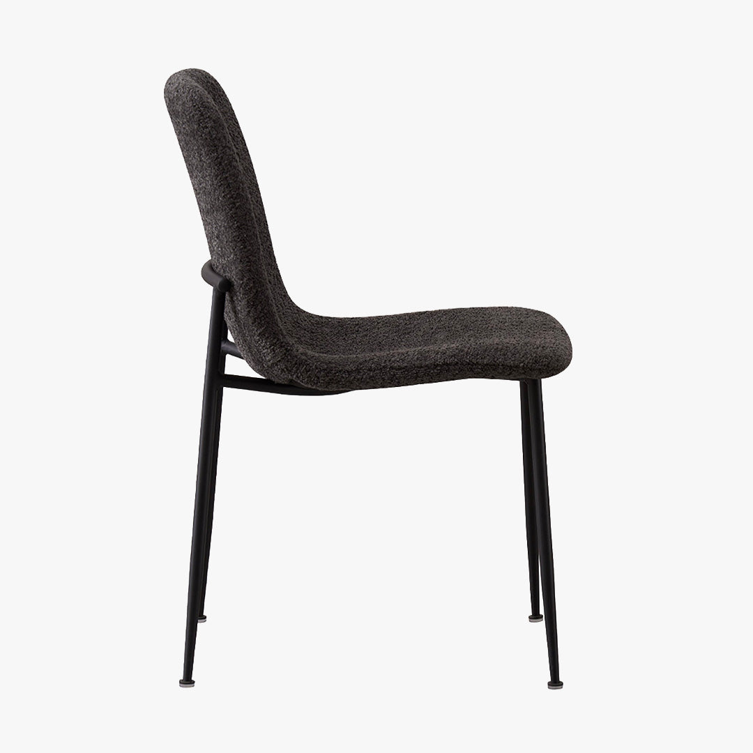 LEONOR Lot de 2 chaises en tissu bouclette gris foncé pieds en métal noir
