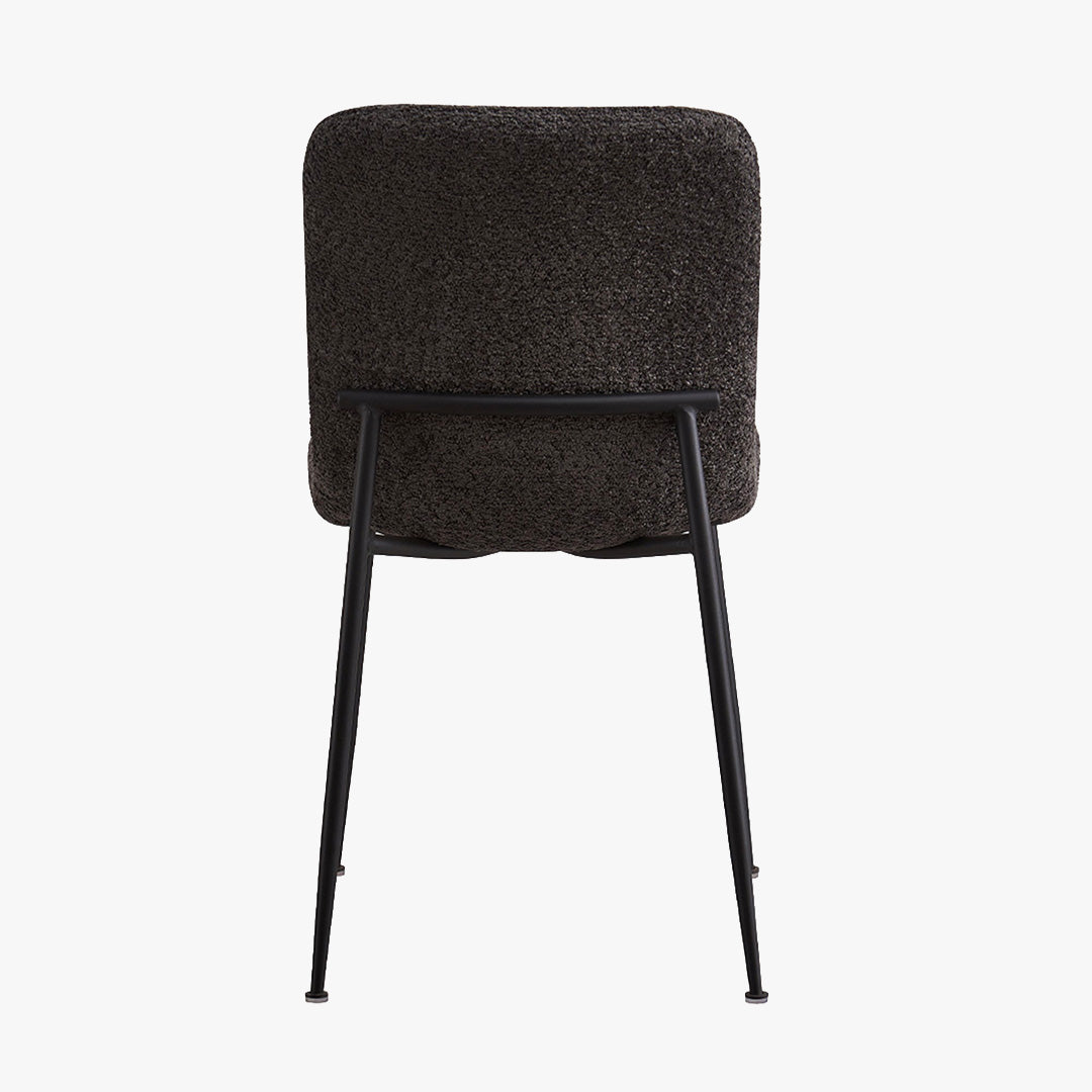 LEONOR Lot de 2 chaises en tissu bouclette gris foncé pieds en métal noir