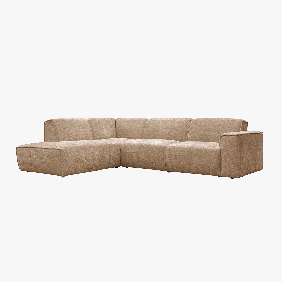 GIULIA XL Canapé d'angle en tissu taupe - Angle gauche