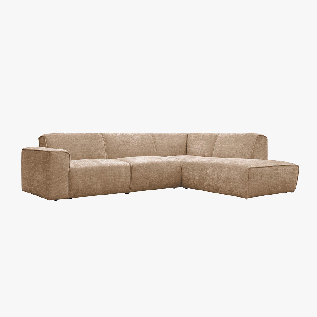 GIULIA XL Canapé d'angle en tissu taupe - Angle droit