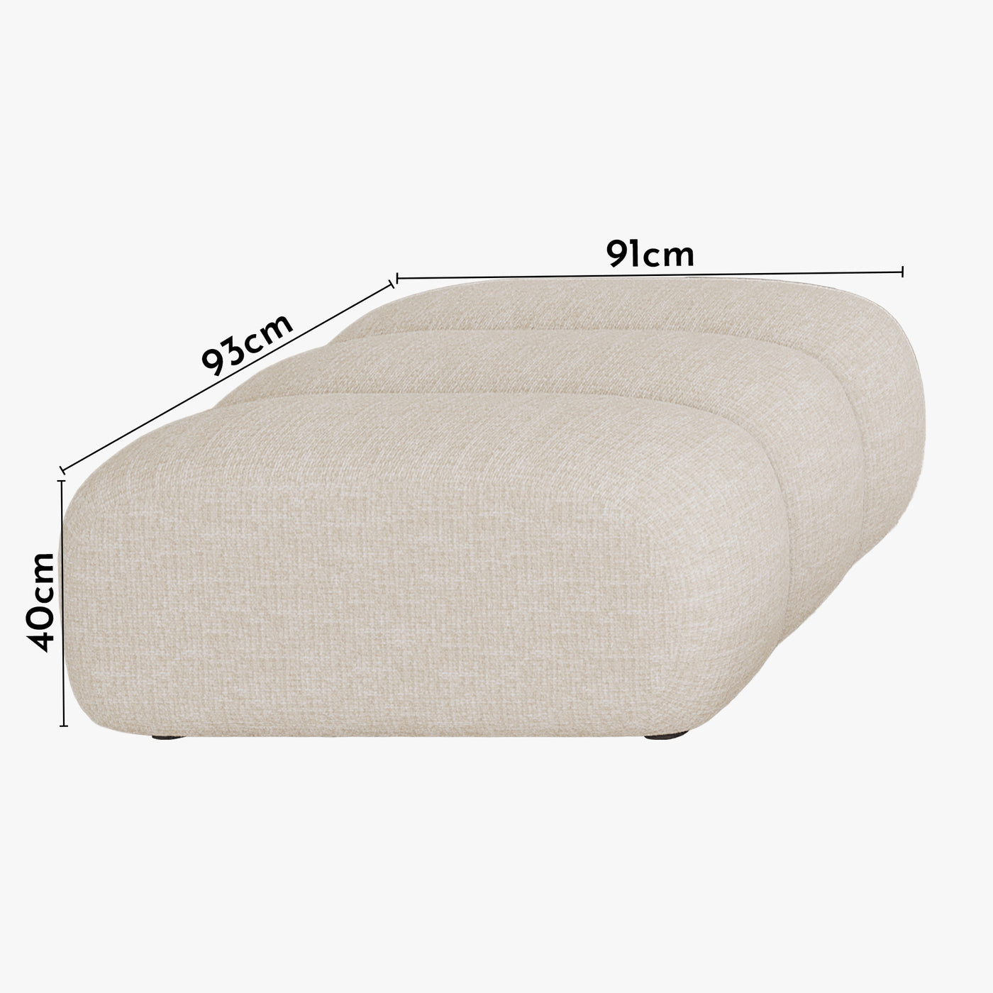 GABYA Pouf rectangle matelassé en tissu beige