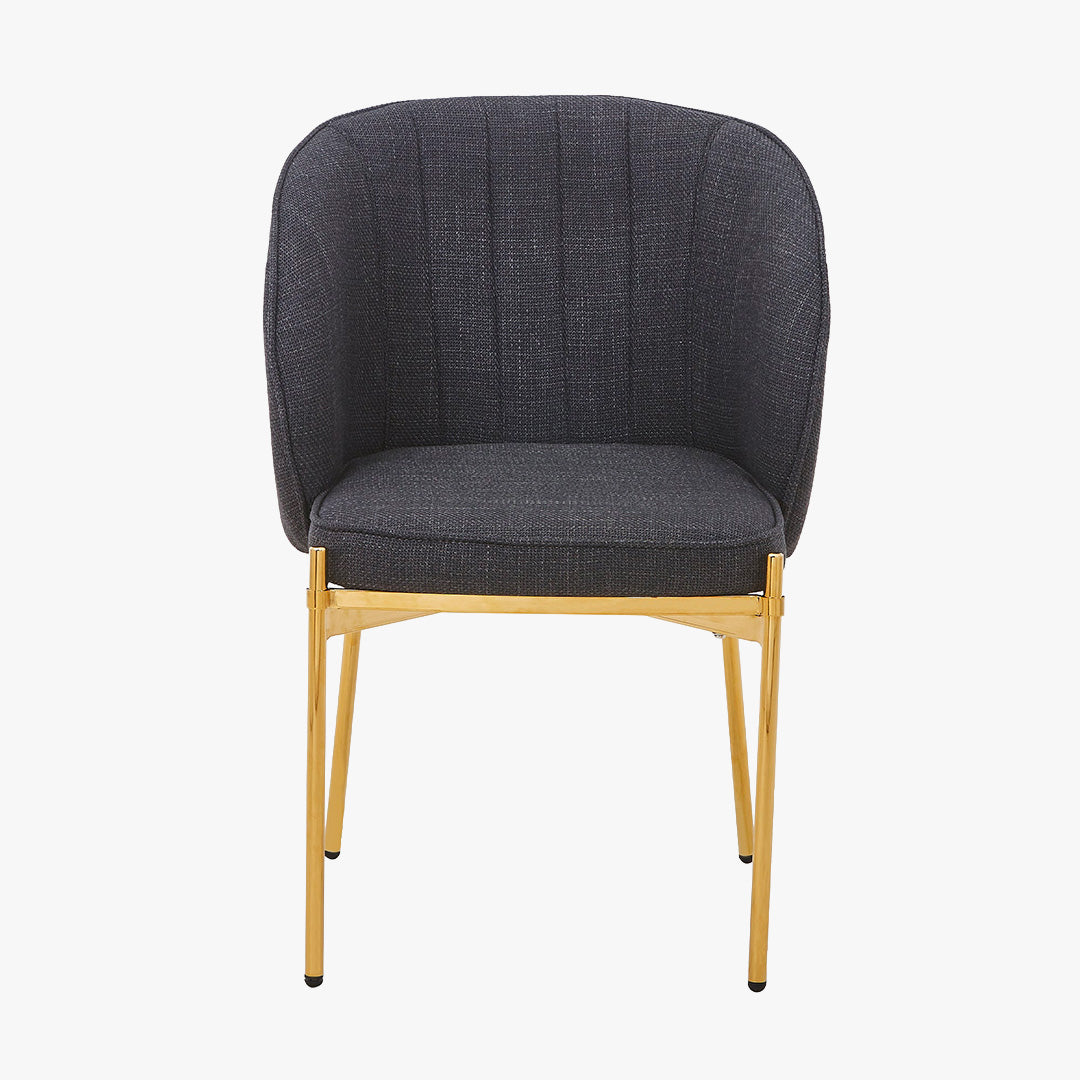 ELIANA Lot de 2 chaises en tissu noir pieds en métal doré