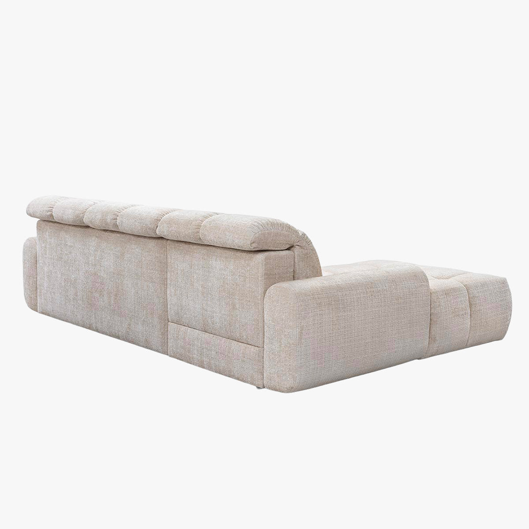 ELIOS Canapé d'angle convertible avec coffre en tissu beige - Angle gauche