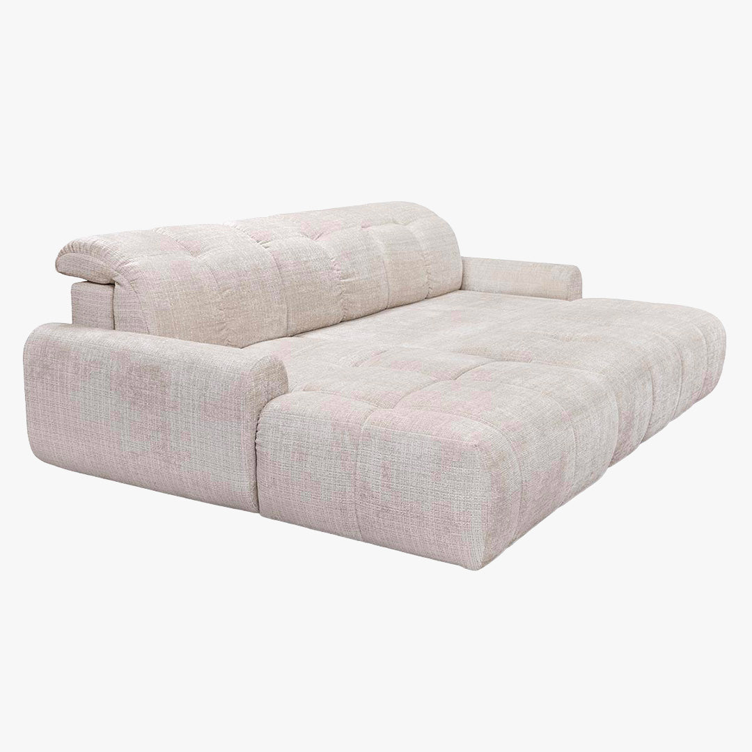 ELIOS Canapé d'angle convertible avec coffre en tissu beige - Angle gauche