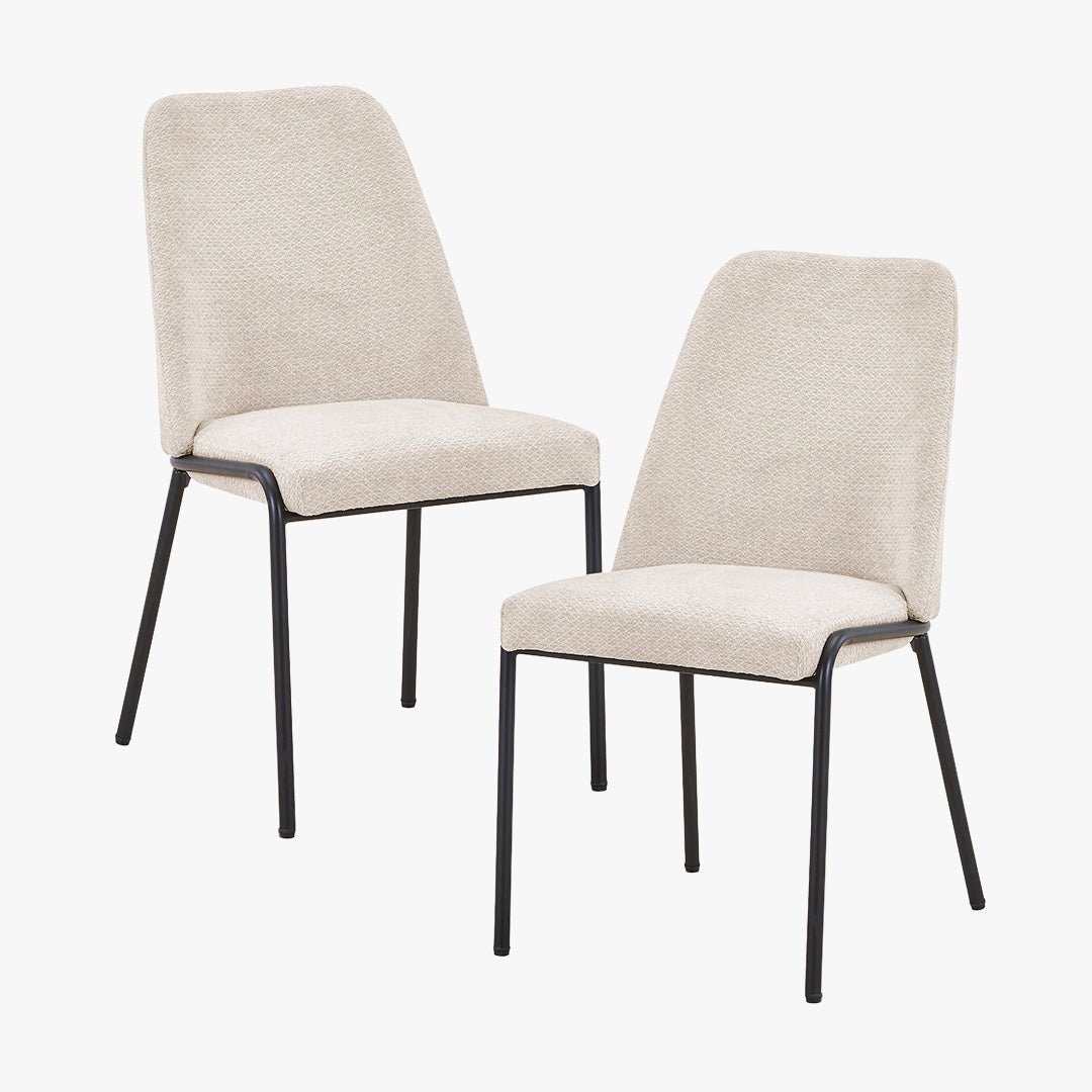 JADHA Lot de 2 chaises en tissu bouclette beige pieds en métal noir