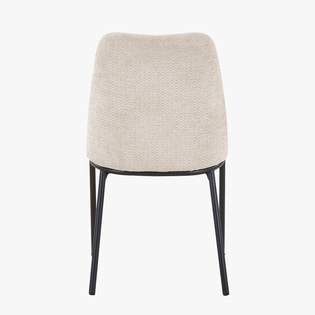 JADHA Lot de 2 chaises en tissu bouclette beige pieds en métal noir