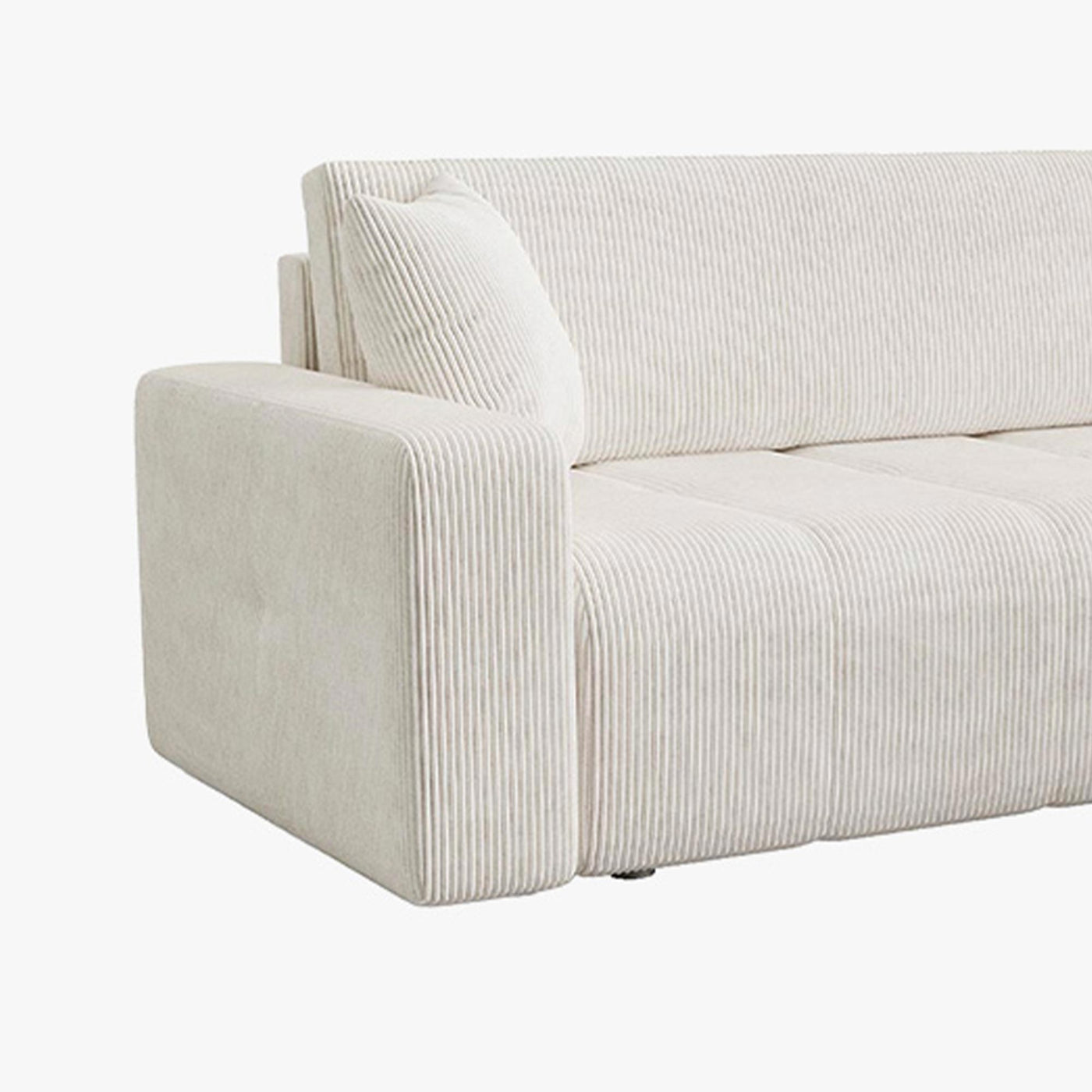 ALICIA MINI Canapé d'angle convertible et réversible avec coffre en velours côtelé beige