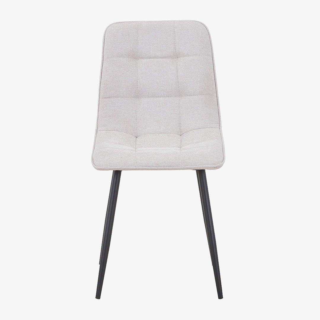 RANA Lot de 4 chaises en tissu blanc écru pieds en métal noir