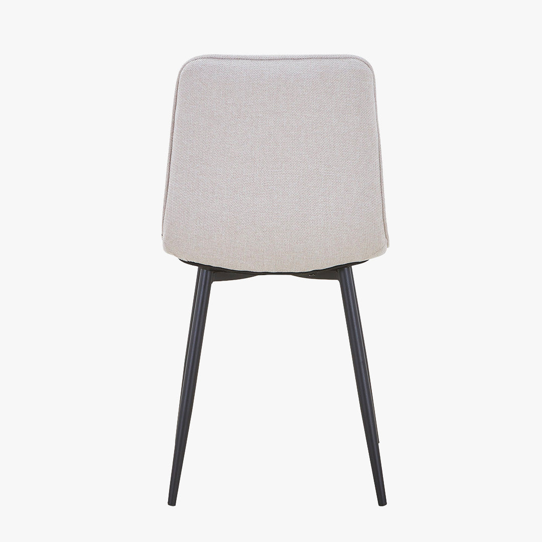 RANA Lot de 4 chaises en tissu blanc écru pieds en métal noir