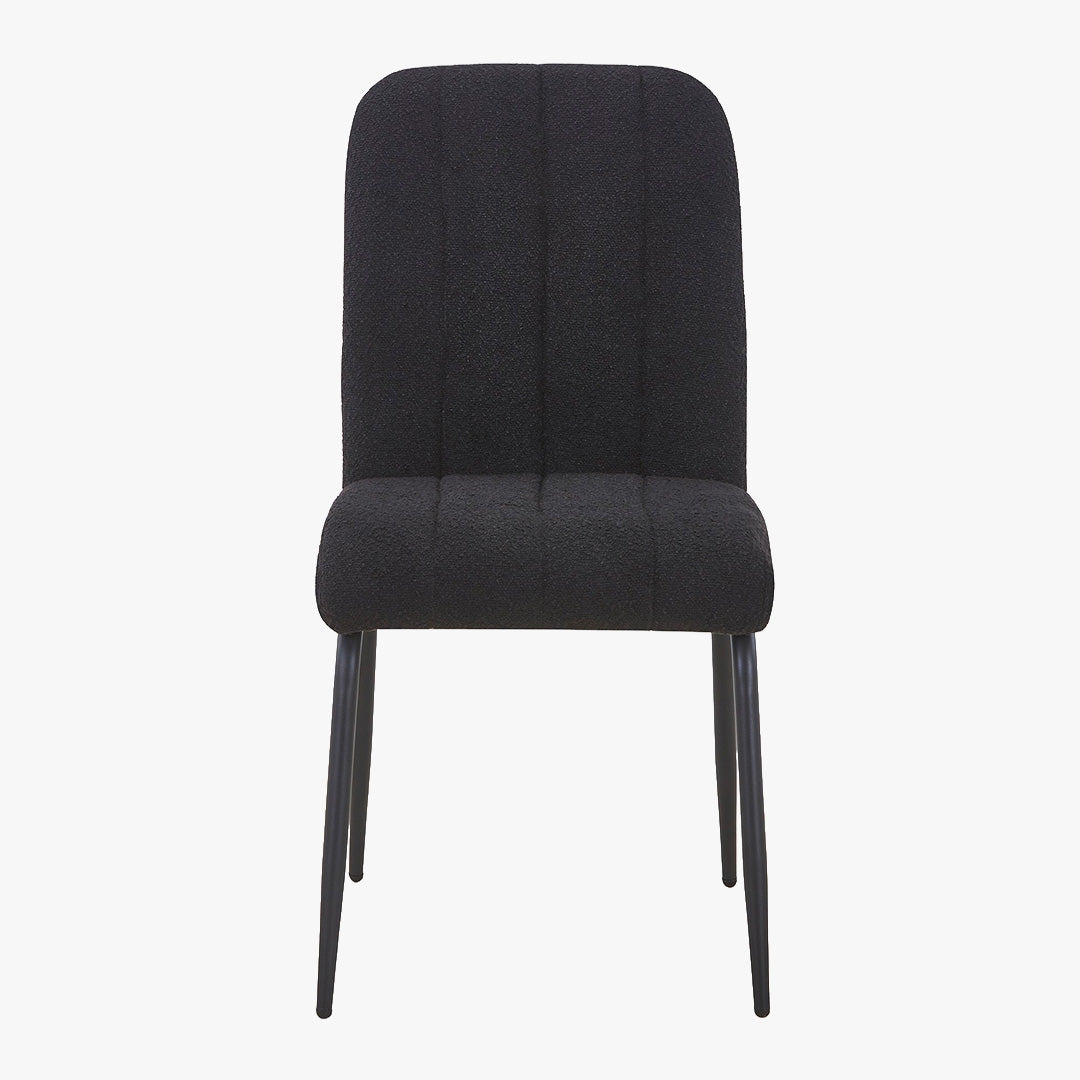 ZERA Lot de 4 chaises en tissu bouclette noir pieds en métal noir