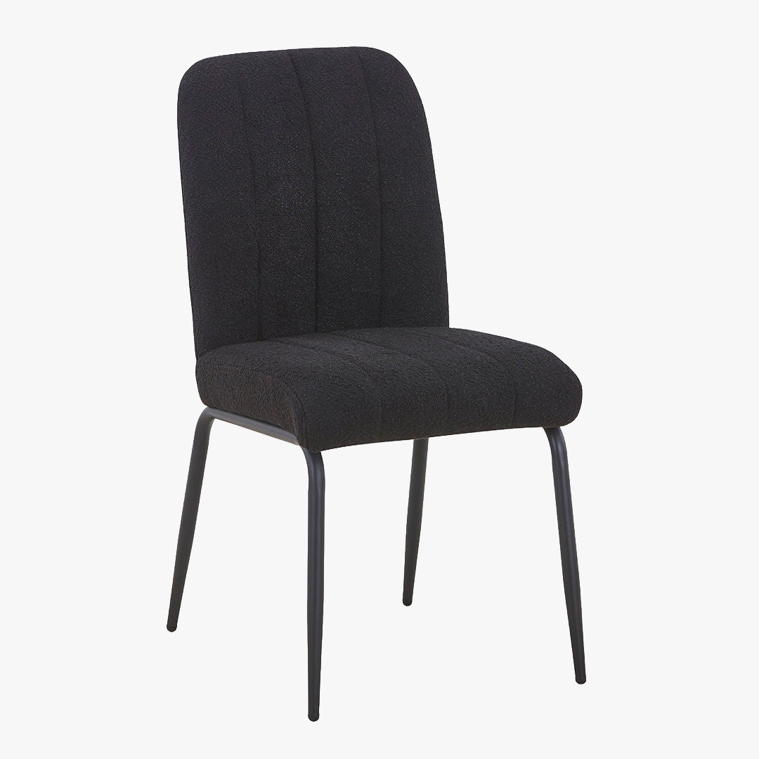 ZERA Lot de 4 chaises en tissu bouclette noir pieds en métal noir