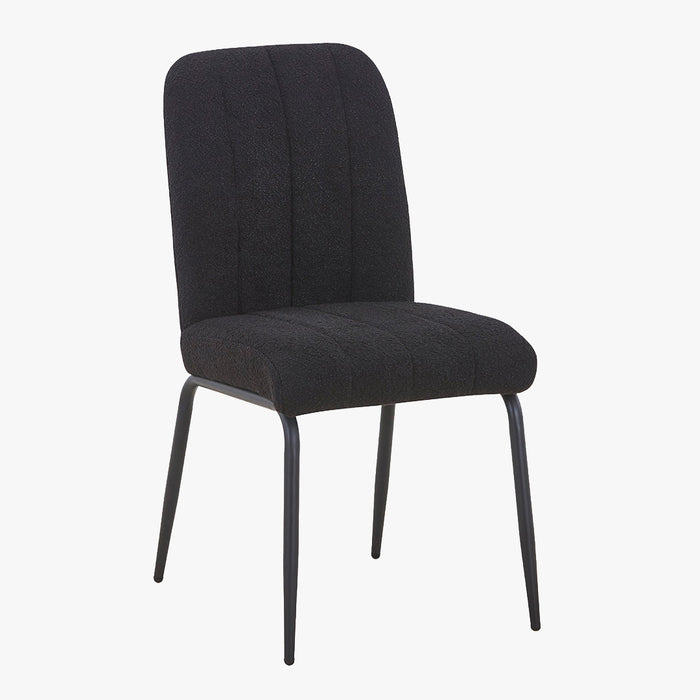 ZERA Lot de 4 chaises en tissu bouclette noir pieds en métal noir