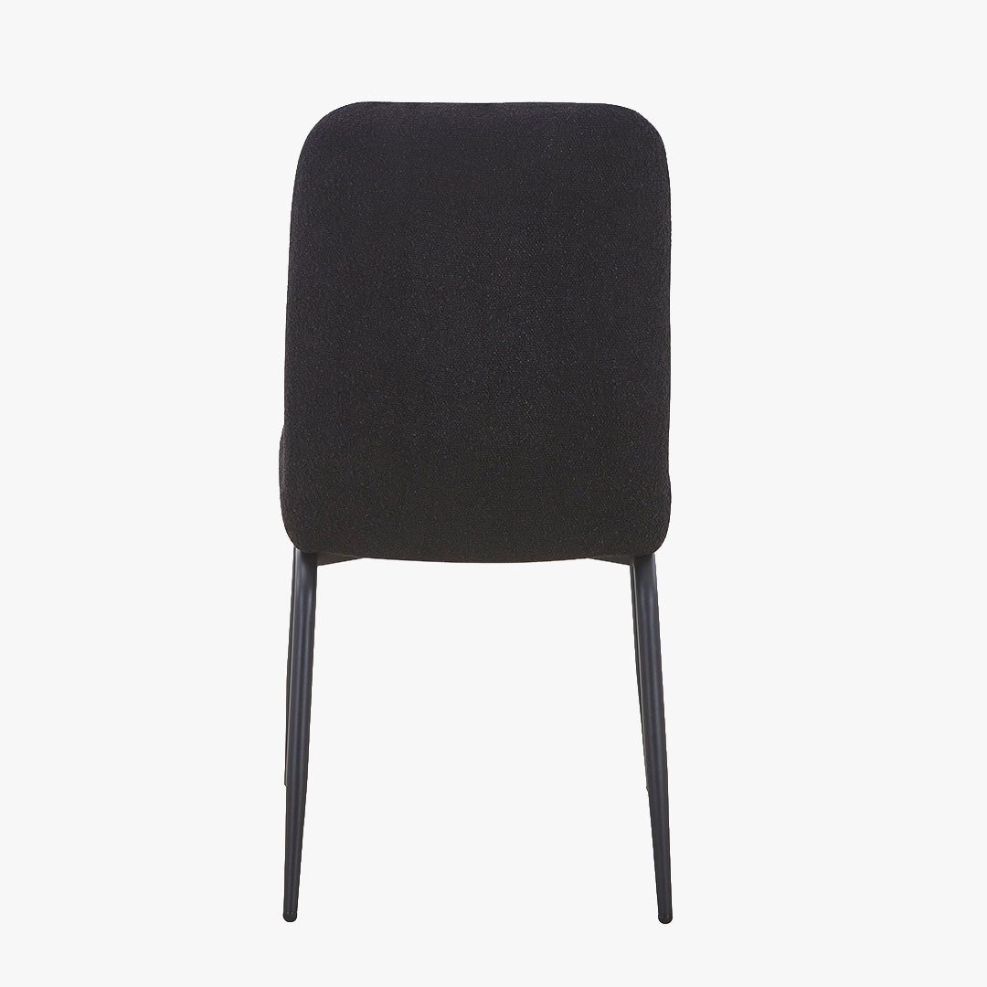 ZERA Lot de 4 chaises en tissu bouclette noir pieds en métal noir