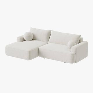 ANAIS Canapé d'angle convertible en tissu bouclette beige - Angle gauche