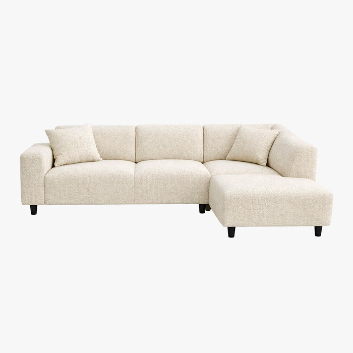 MUNICH Canapé d'angle en tissu beige - Angle droit