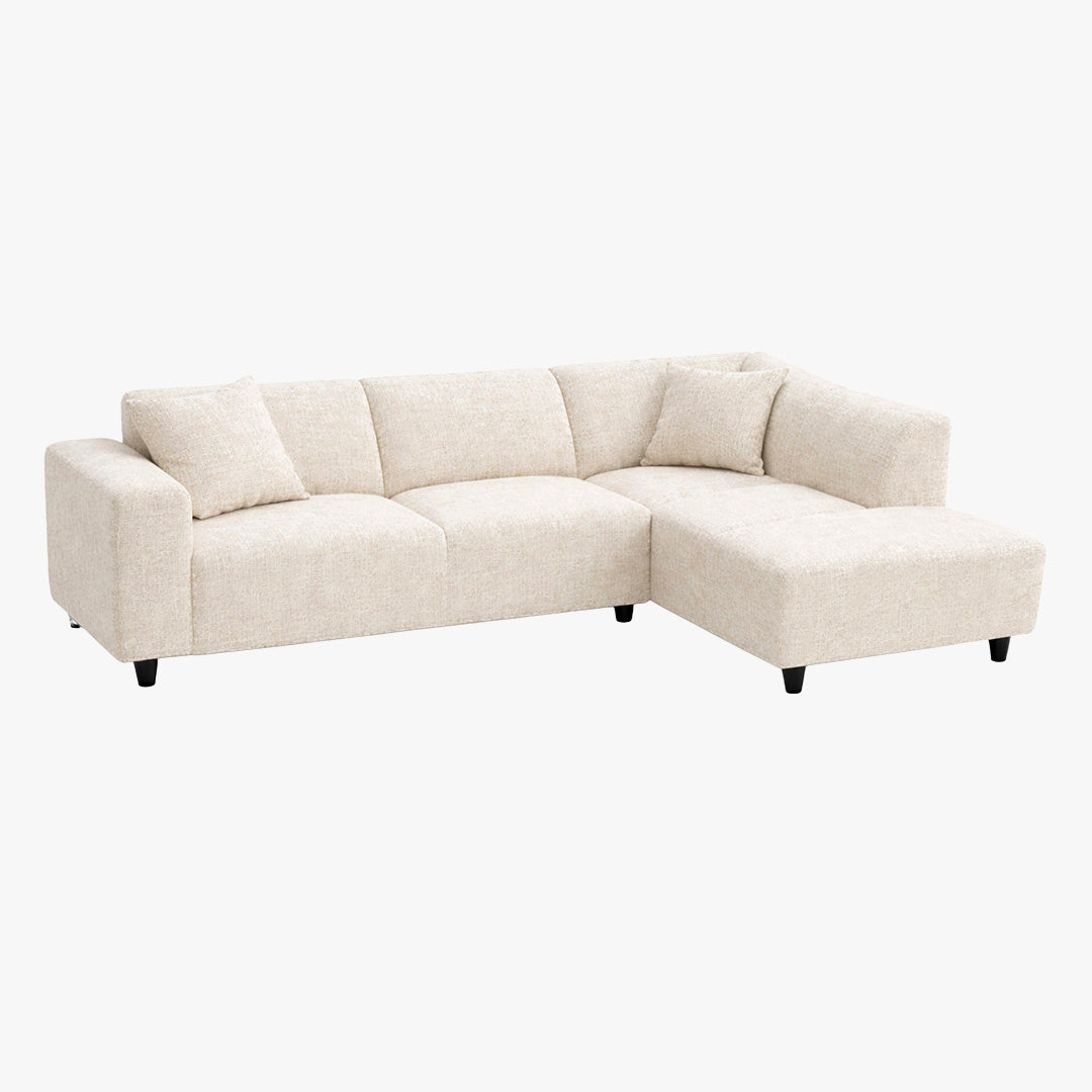 MUNICH Canapé d'angle en tissu beige - Angle droit