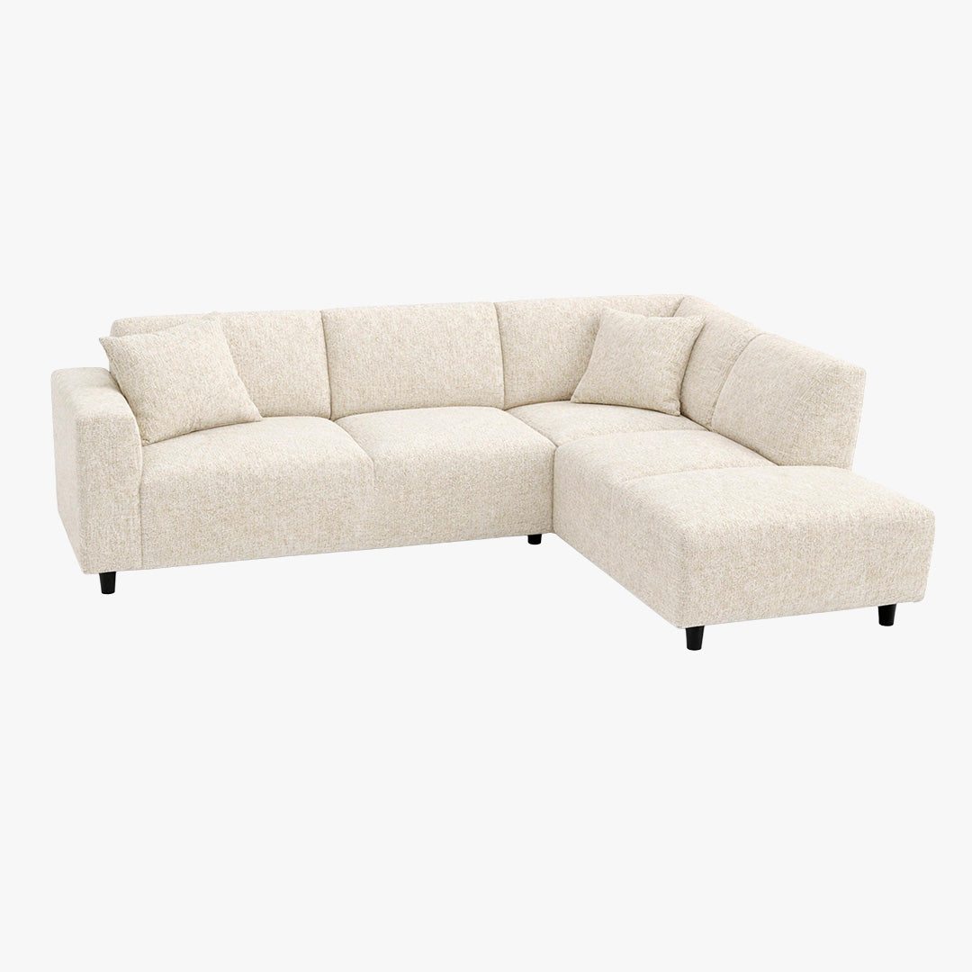 MUNICH Canapé d'angle en tissu beige - Angle droit