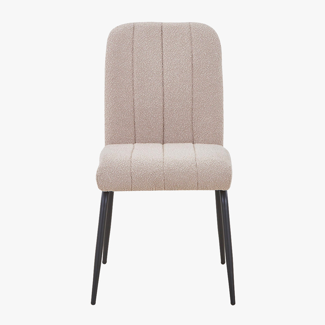 ZERA Lot de 4 chaises en tissu bouclette beige pieds en métal noir