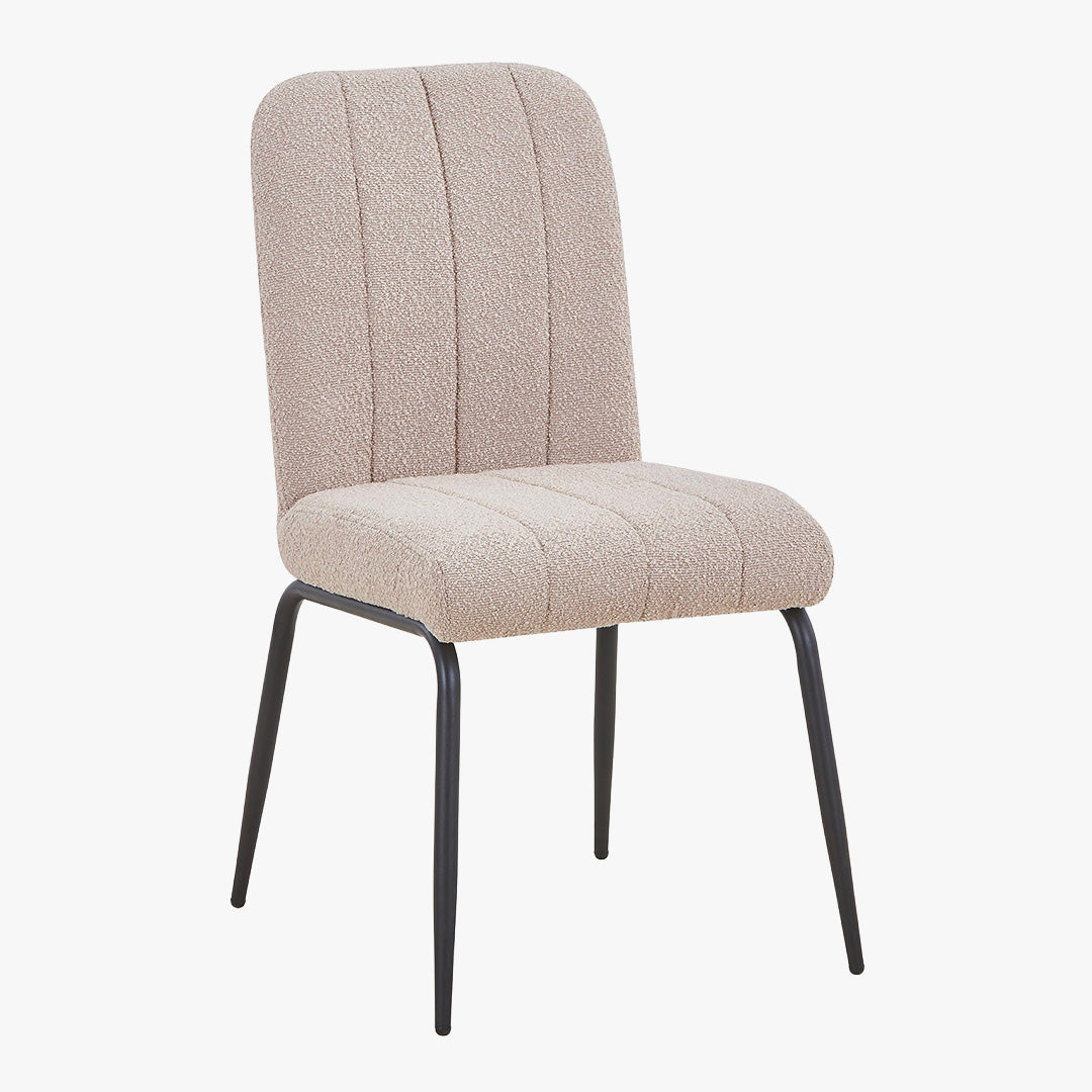 ZERA Lot de 4 chaises en tissu bouclette beige pieds en métal noir