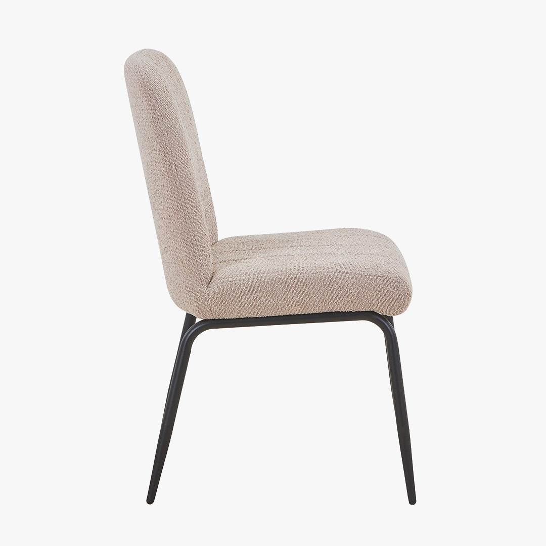 ZERA Lot de 4 chaises en tissu bouclette beige pieds en métal noir