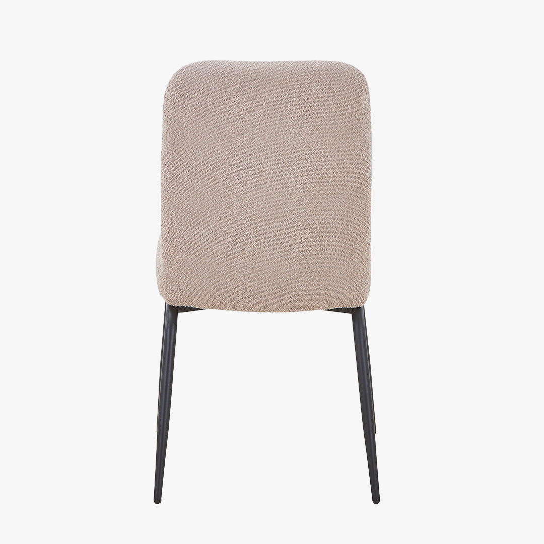 ZERA Lot de 4 chaises en tissu bouclette beige pieds en métal noir